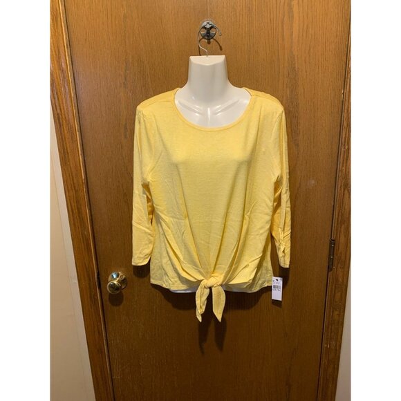 PXL I.n. Studio yellow tie sweater petite new with tags long sleeves - Picture 1 of 2